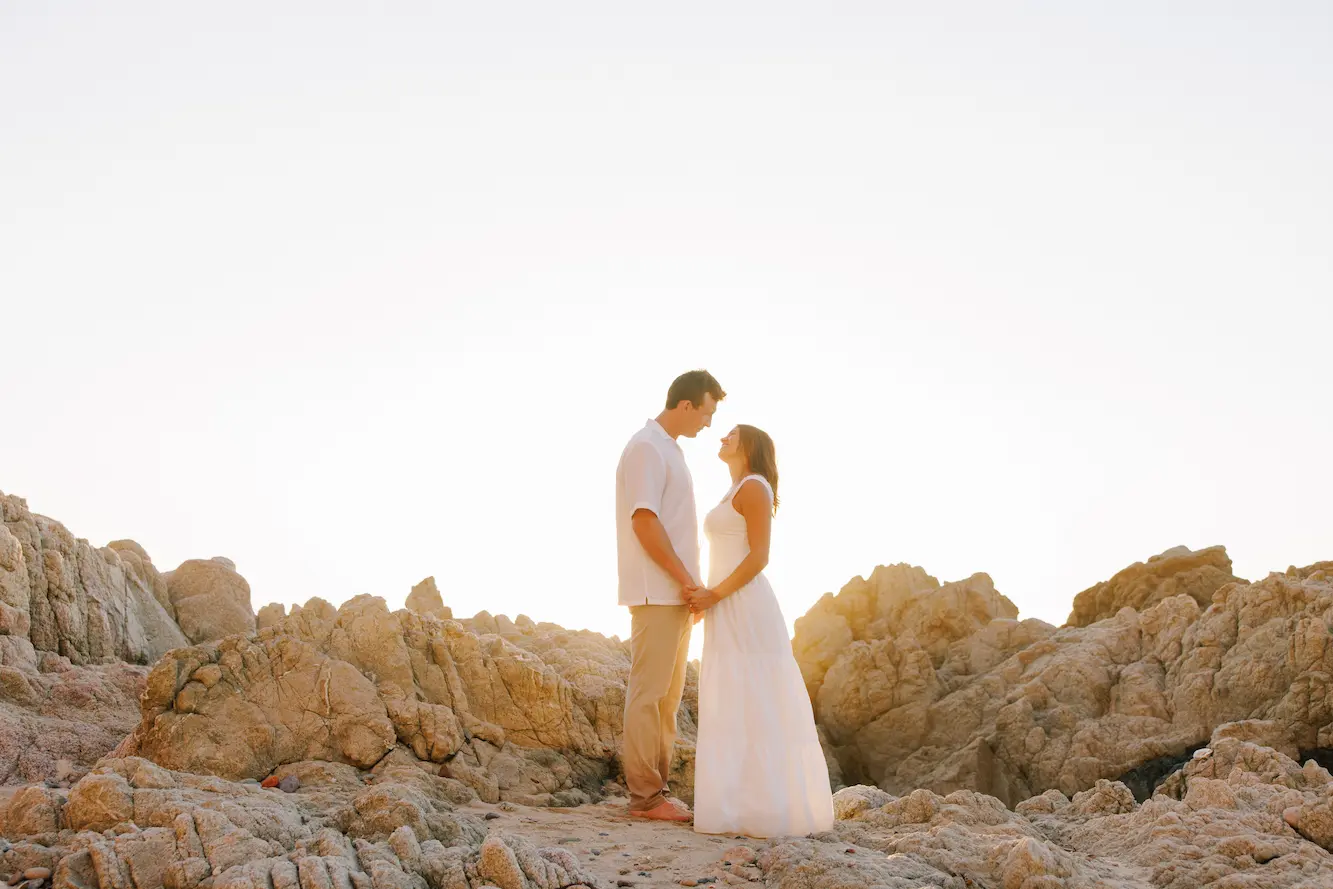 Couple at golden hour engagement session in Puerto Vallarta by Evgenia Kostiaeva