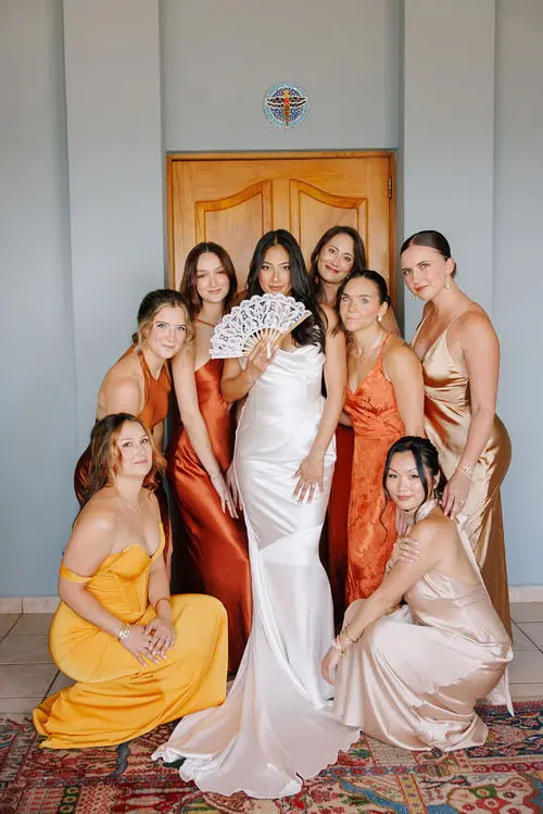 Bride and groom portrait at sunset on the coast of Puerto Vallarta