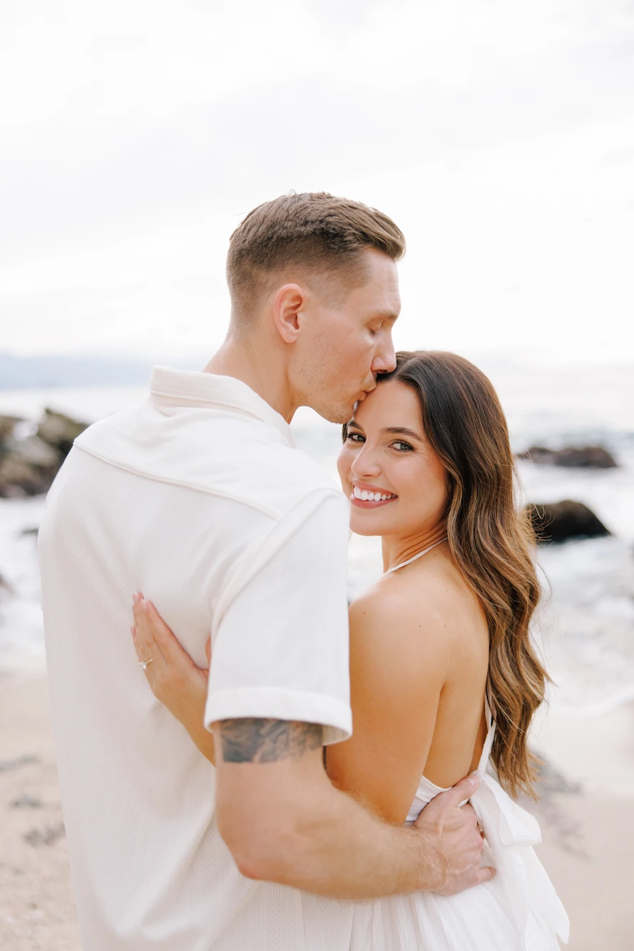 Engagement session on Conchas Chinas Beach Puerto Vallarta at golden hour