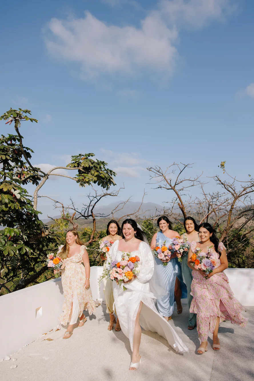 Bride and bridesmaids at outdoor wedding venue in Sayulita Riviera Nayarit