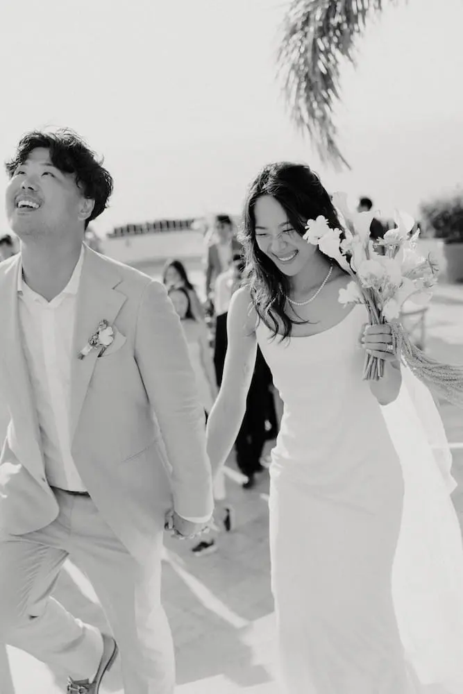 Beachfront wedding ceremony at sunset in Puerto Vallarta
